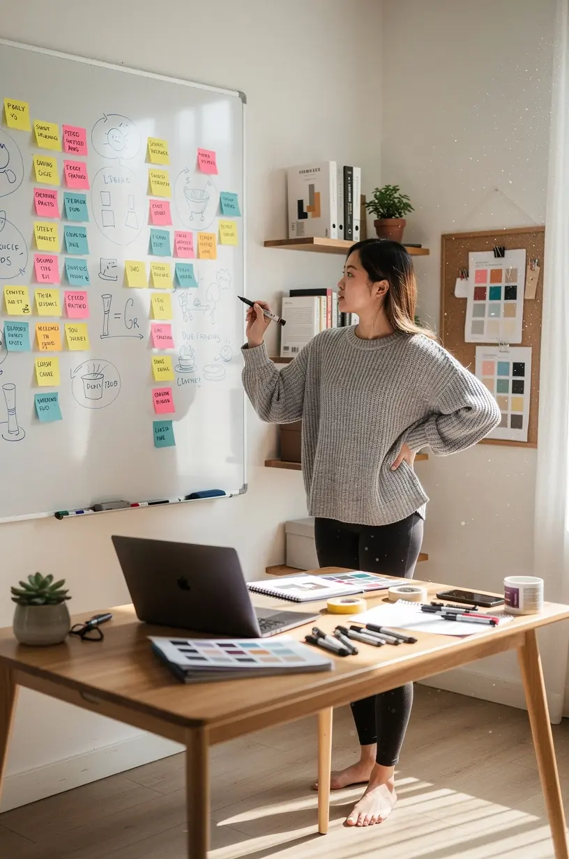 Creative brainstorming session with diverse team members.