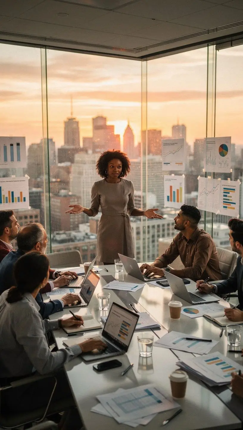 Team collaborating on resilience-building strategies and solutions.